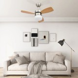 vidaXL Ventilator tavan cu iluminare/telecomandă, maro deschis, 76 cm