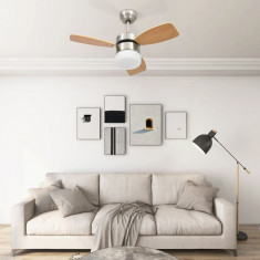 Ventilator tavan cu iluminare/telecomanda, maro deschis, 76 cm GartenMobel Dekor