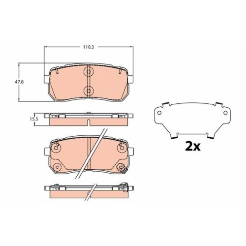 Placute frana Kia Sorento 3 (Um) 01.15-02.23, Spate, TRW