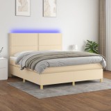Cumpara ieftin Pat cu arcuri, saltea și LED, crem, 180x200 cm, textil