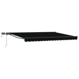 vidaXL Marchiză Manuală Retractabilă cu LED-uri 4x3,5 m Negru pentru Grădină și Terasărasă, Cadru din Aluminiu