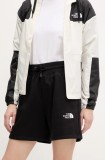 The North Face pantaloni scurți Essential Relaxed femei, culoarea negru, cu imprimeu, high waist, NF0A8C2FJK31