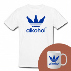 "Alkohol" Set Personalizat – Tricou + Cană Alb M