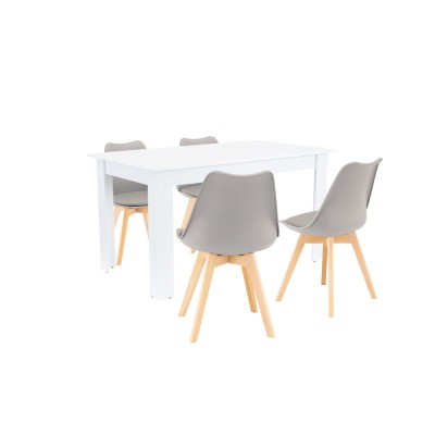 Set de masă Zara 4+1 gri-alb foto