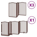 Cumpara ieftin Poarta caini pliabila cu usa 15 panouri maro 750 cm, lemn plop