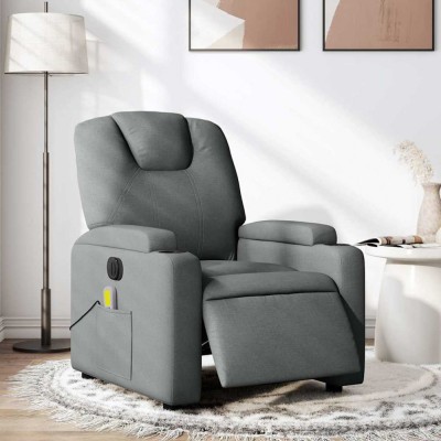 vidaXL Fotoliu electric de masaj rabatabil, gri &amp;icirc;nchis, textil foto