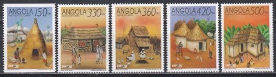 Angola 1992 - Expoziția Universală &amp;bdquo;Expo &amp;#039;92&amp;rdquo;, Sevilla - Case Tradiționale Angoleze, MNH foto