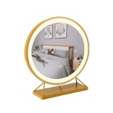 Oglinda machiaj cu suport, Mindblower, Golden Glam LED, rotunda, aurie, 50x70 cm, Oem