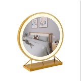 Oglinda machiaj cu suport, Mindblower, Golden Glam LED, rotunda, aurie, 50x70 cm