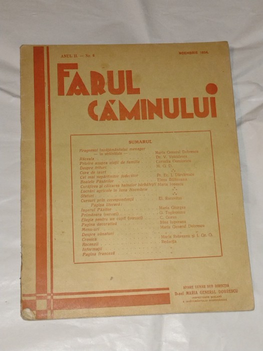 REVISTA FARUL CAMINULUI Anul II - Nr.6, NOIEMBRIE1934
