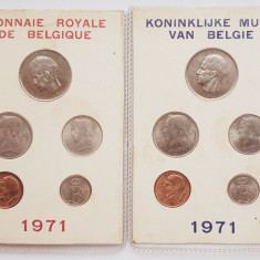 M01 Belgia set monetarie 10 monede 1971 25, 50 centimes 1, 5, 10 Francs