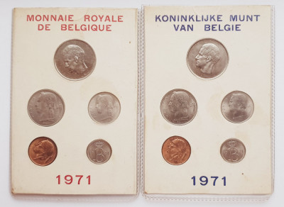 M01 Belgia set monetarie 10 monede 1971 25, 50 centimes 1, 5, 10 Francs foto