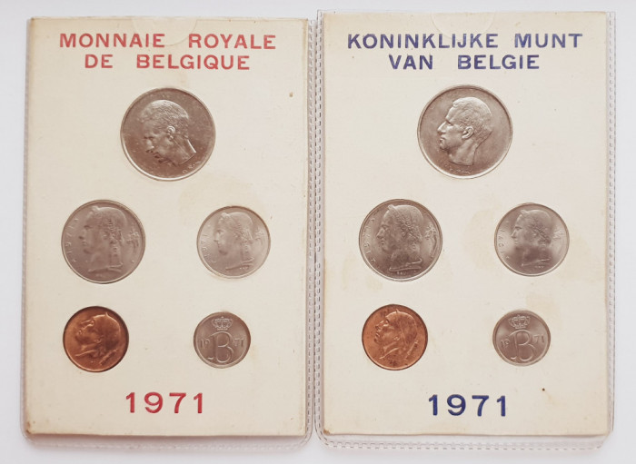 M01 Belgia set monetarie 10 monede 1971 25, 50 centimes 1, 5, 10 Francs