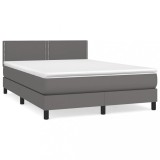 Cumpara ieftin Pat box spring cu saltea, gri, 140x190 cm, piele ecologica