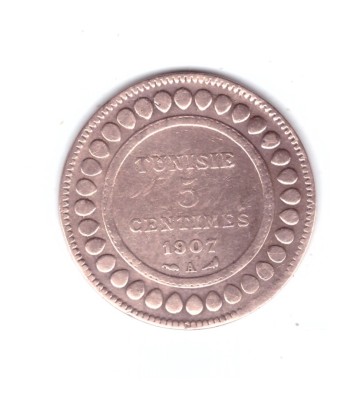Moneda Tunisia 5 centimes 1907, stare relativ buna, curata foto