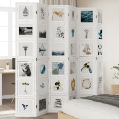 vidaXL Paravan cameră 6 panouri, alb, lemn masiv paulownia 358700