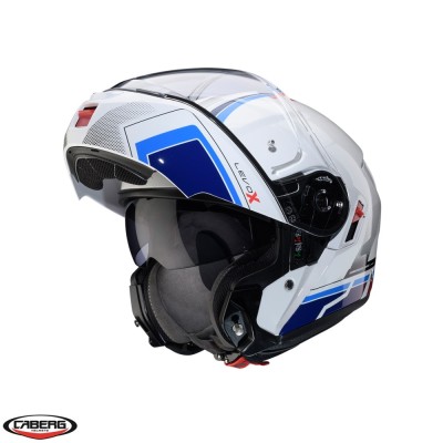 Casca modulabila pentru scuter - motocicleta (flip-up) Caberg model Levo X Elite O5 alb/albastru/rosu lucios Pinlock ready &amp;ndash; lentila Pinlock inclusa ( foto