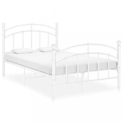 vidaXL Cadru de pat, alb, 120x200 cm, metal foto
