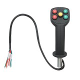 Joystick electric L-DK-04 cu 5 butoane, cablu integrat si flansa de montaj, pentru comanda electrica a utilajelor si echipamentelor