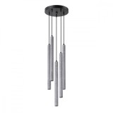 Lampă Suspendată Pastel Gri Beton 5 Becuri Tub Modern De Interior