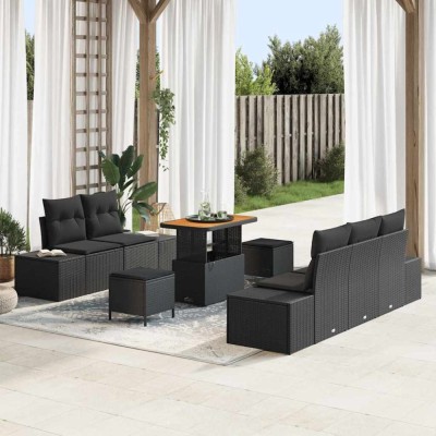 vidaXL Set de canapele pentru grădină 8 pcs Negru 90 x 55 x 71 cm 3364679 foto