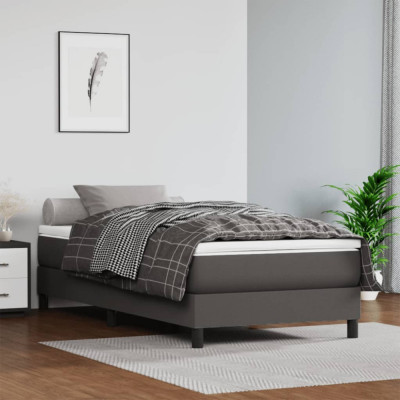 vidaXL Saltea de pat cu arcuri, gri, 120x190x20 cm, piele ecologică foto