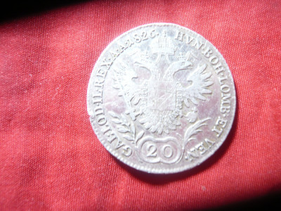 Moneda 20 Kreuzer 1826 A Austria Francisc I , argint , cal.F.Buna, mica fisura foto