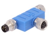 Adaptor &icirc;n T M8 tată și mamă x2 PIN: 4 IP67 Polarizare: A - Adaptor &icirc;n T M8 tată și mamă IP67