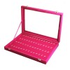 Caseta Bijuterii Fuchsia, 56 compartimente, Time Veranda, 35x24 cm, Catifea, Geam Plexiglas, Pandantive, Cercei