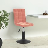 Set 6 Scaune Sufragerie Pivotante Roz Catifea vidaXL, Inaltime Reglabila, Rotire 360&deg;