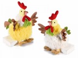 Cumpara ieftin Set 2 figurine Gaini din textil si pene 22x20x24 cm
