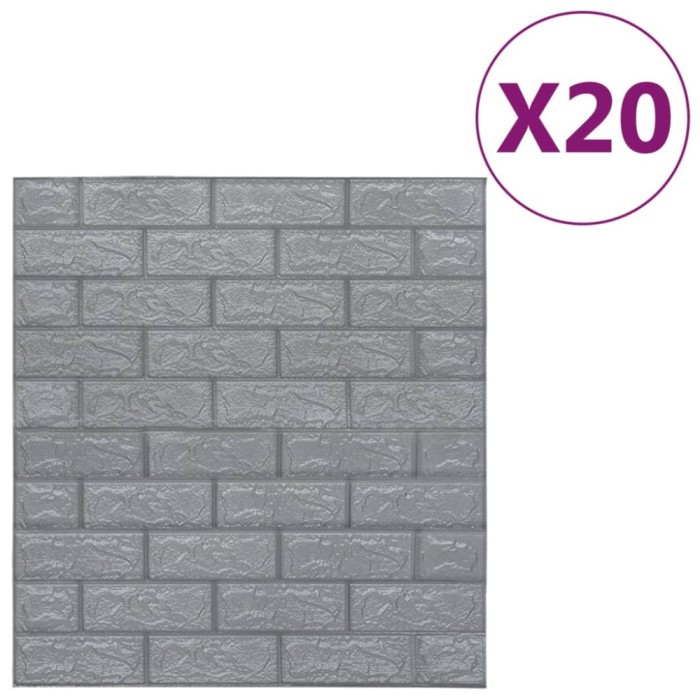 Tapet perete autocolant 3D, 20 buc., antracit, model caramizi