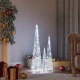 VidaXL Set conuri decorative cu LED-uri, alb rece, 30/45/60 cm, acril