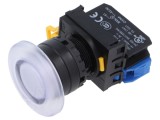 Comutator acţionat prin apăsare 22mm - Alb