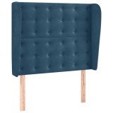 Tablie pat cu aripioare albastru inchis 93x23x118/128cm catifea