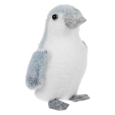 Figurină Decorativă Crăciun, Spumă, Pinguin, Alb Gri, 12x14cm foto