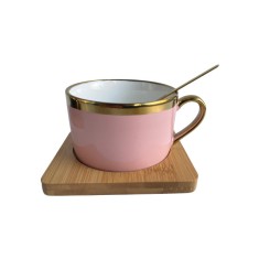 Cana cappuccino, roz, 200 ml foto