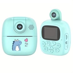 Camera Instantanee pentru Copii, Cyrax, Camera Frontala + Selfie, cu Functie de Printare, Cablu USB-C, Bluetooth, Compatibil iOS/Android, Imprimare AP