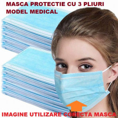 Set 50 bucati Masti faciale protectie, de unica folosinta, 3 straturi, 3 pliuri foto