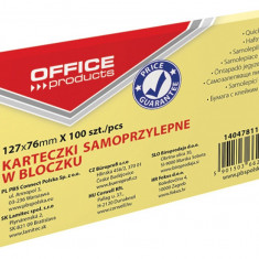 Notite Adezive OFFICE Products, 76x127 mm, 100 File, 70 g/m², Culoare Galben Pal, Post-it, Sticky Notes, Bloc de Hartie, Memo Adeziv, Articole Hartie,