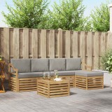 vidaXL Set de canapele de exterior 6 pcs Alb și gri deschis 3391731