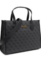 Guess, Geanta cu model monograma Silvana, Gri inchis, Negru