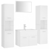 Set mobilier de baie, alb, lemn prelucrat