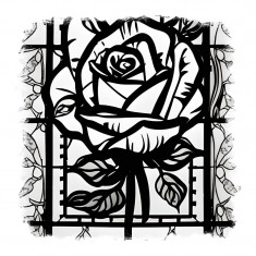 Sticker decorativ Trandafir, Alb, 55 cm, 11802ST