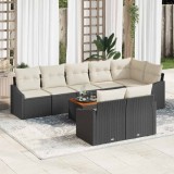 VidaXL Set de sofa de grădină 9 pcs Negru, alb 55 x 55 x 37 cm Ratan