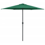 VidaXL Umbrelă de soare cu st&acirc;lp aluminiu, verde, 270 x 246 cm