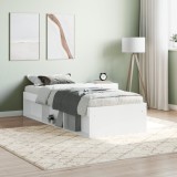 Cadru Pat Single Gossi, 75x190 cm, Alb, Lemn, Mobilier Dormitor, Pat Oaspeti, Spatiu Depozitare