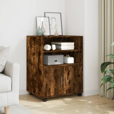 vidaXL Dulap cu roți, stejar fumuriu, 60x48x81 cm, lemn prelucrat