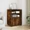 Gossi dulap cu roti, stejar fumuriu, 60x48x81 cm, lemn prelucrat