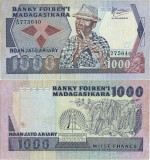 1987, 1.000 francs (P-68b) - Madagascar
